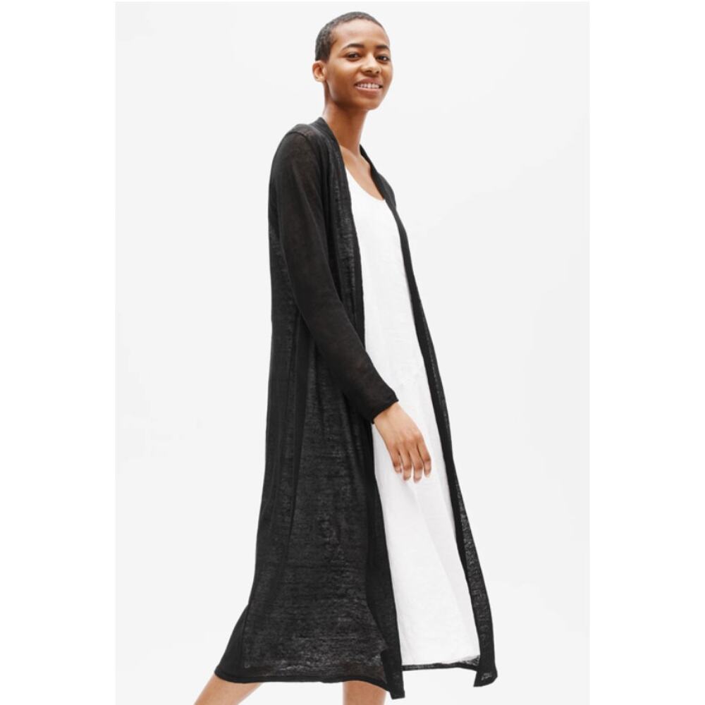 Women's Eileen Fisher Organic Linen Crepe Duster Cardigan Straight Fit size XS